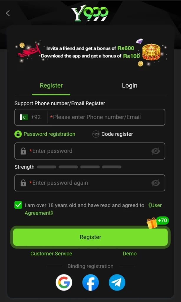 Y999 Game Download (y999.com Official App) for Pakistan 13 Y999 Game Register